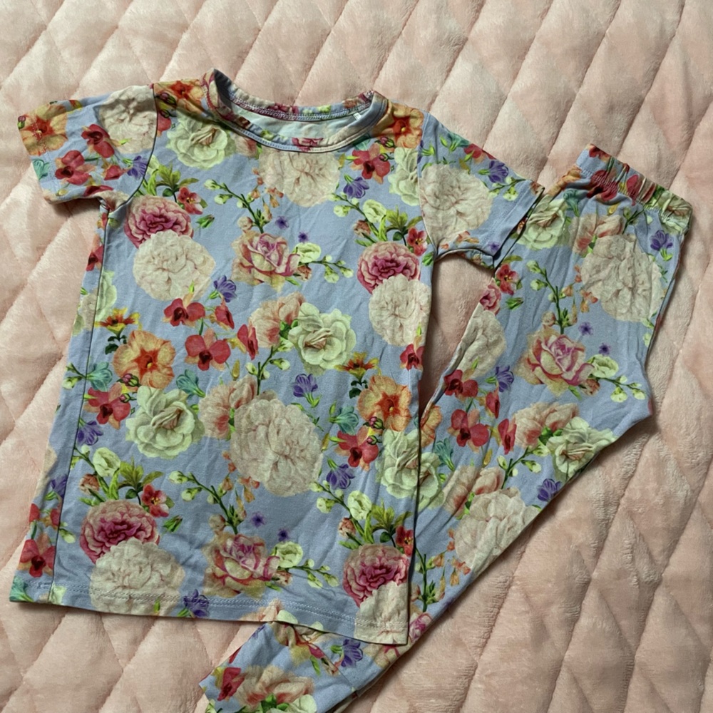 EUC posh peanut size 2T Bellamy short sleeve two piece pajamas